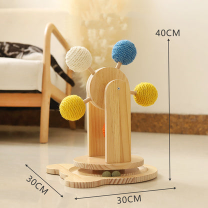 Wood Rotary Scratch Board Sisal Toy