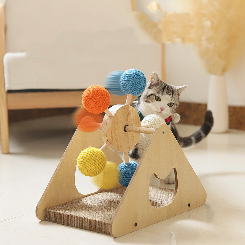 Wood Rotary Scratch Board Sisal Toy